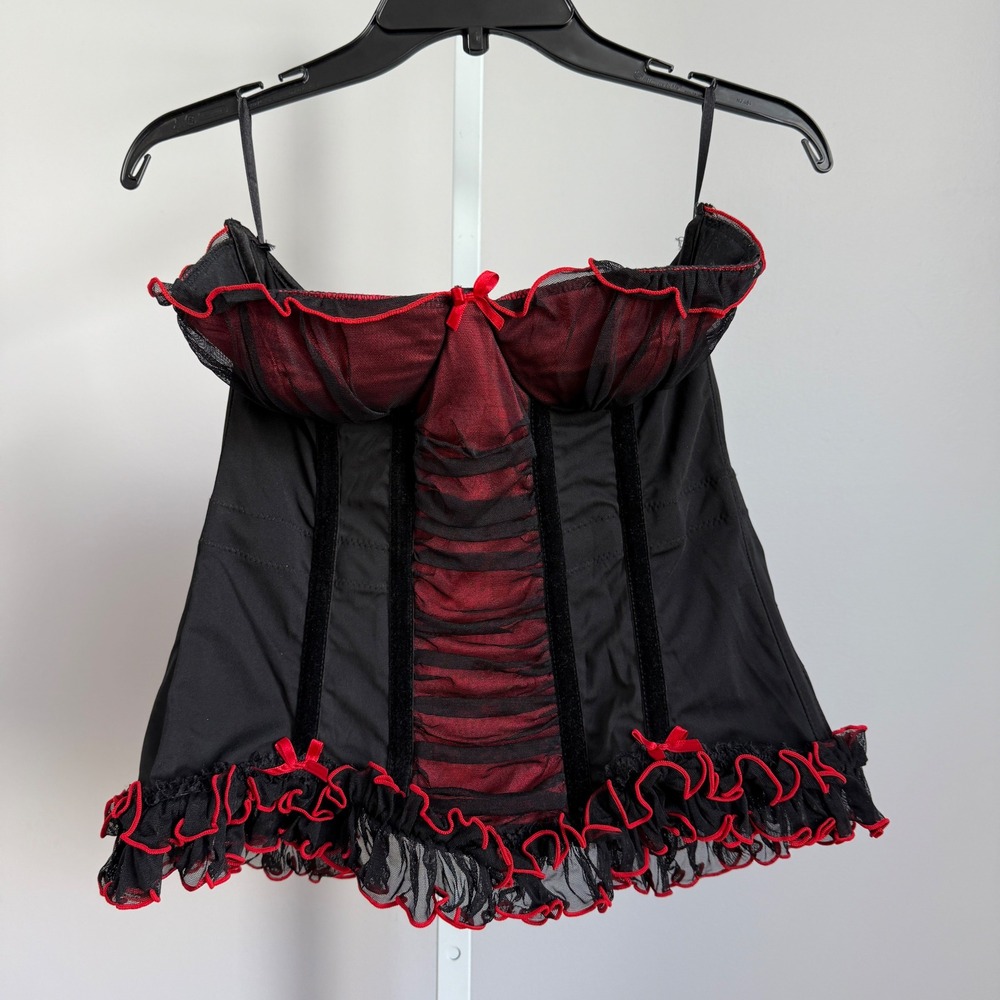 Coquette Goth Witchy Moody Whimsygoth Lingerie Bustier M Black Red
